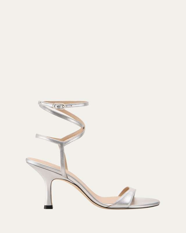 Nudist Metallic Ankle-Wrap Sandals